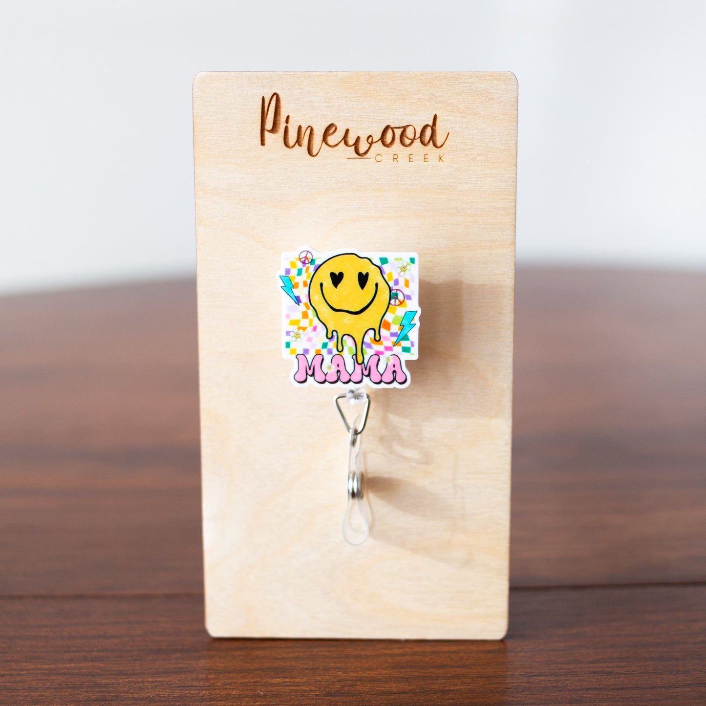 Mama Hippie Smiley Face Retro Badge Reel