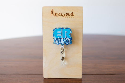 ER Nurse Blue Glitter Badge Reel