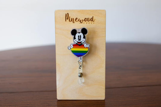 Mickey Mouse Rainbow Heart Badge Reel