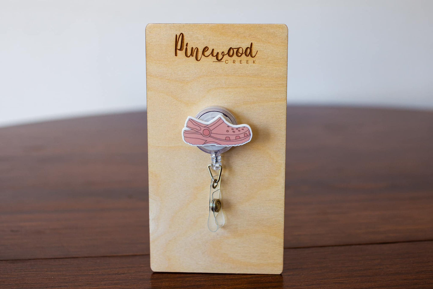 Croc Blush Pink Badge Reel