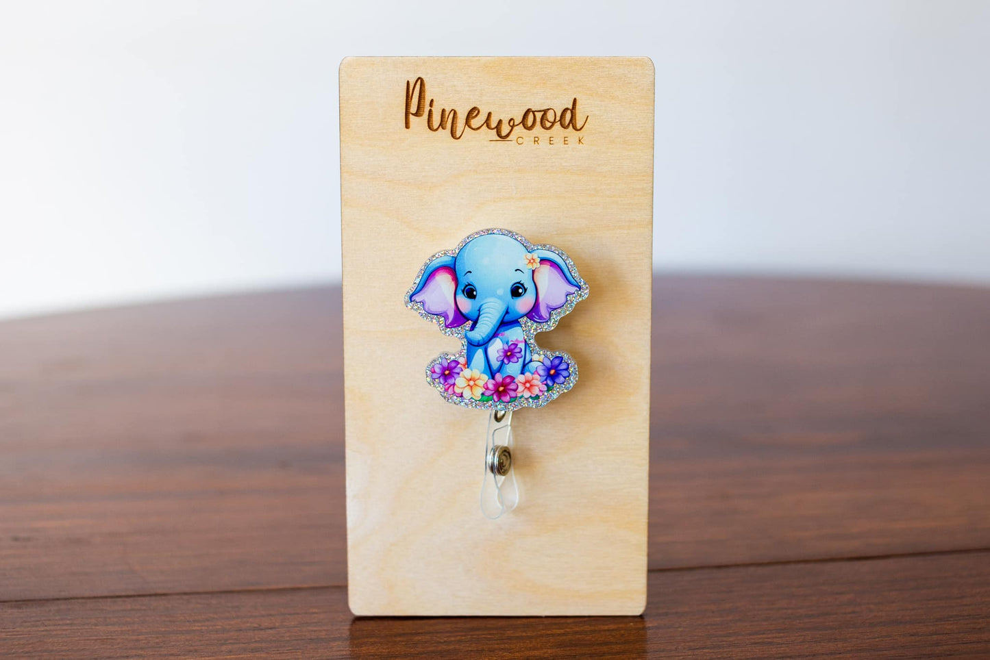 Elephant Floral Badge Reel