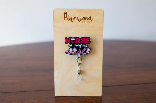 Nurse in Progress Pink & Black Badge Reel