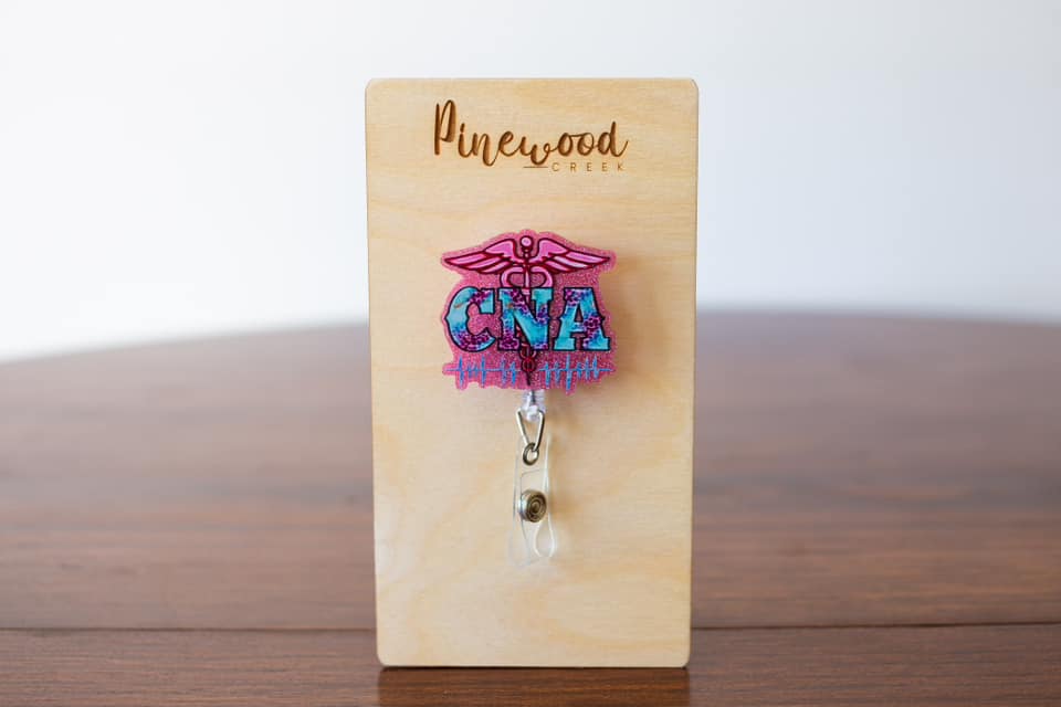 CNA Pink Caduceus Badge Reel