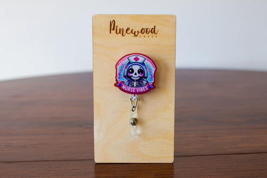 Nurse Vibes Skeleton Badge Reel