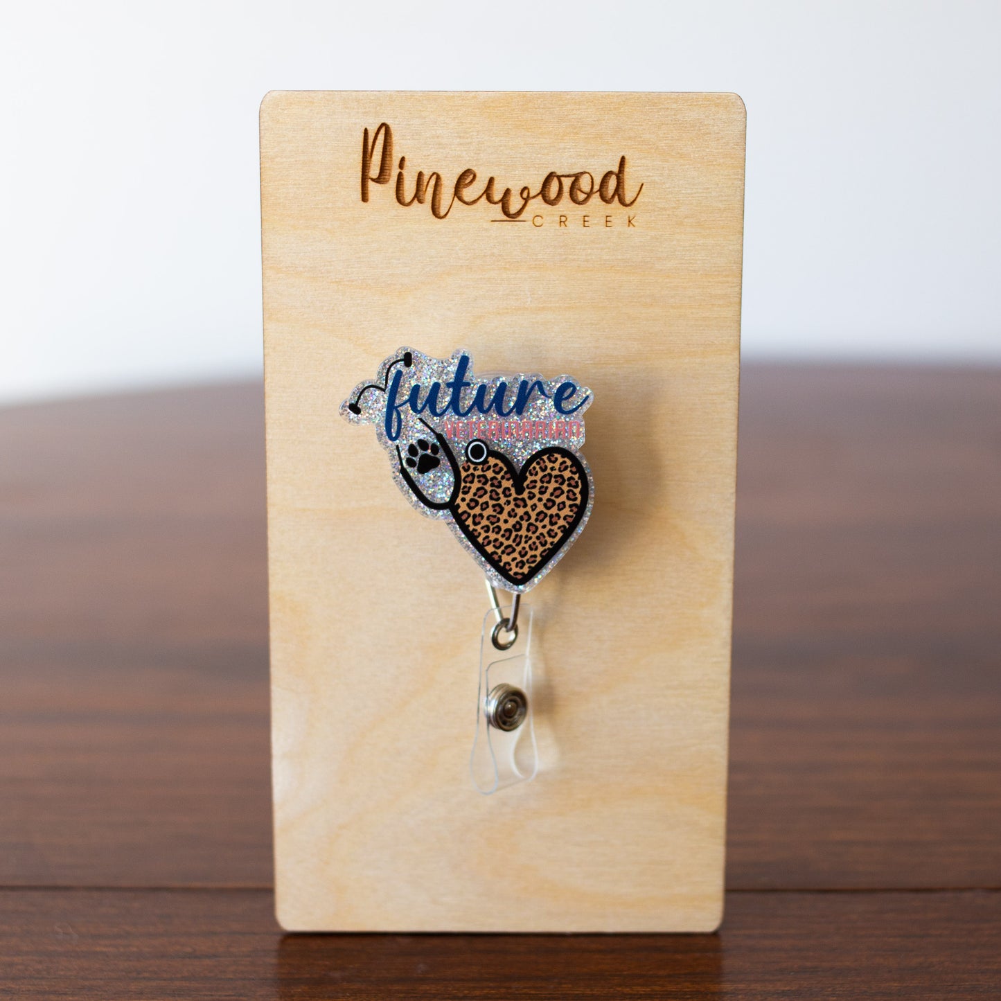 Future Veterinarian Leopard Heart Badge Reel