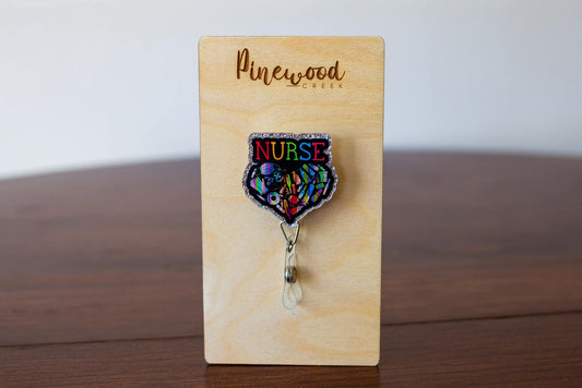 Nurse Multi Color Heart Badge Reel