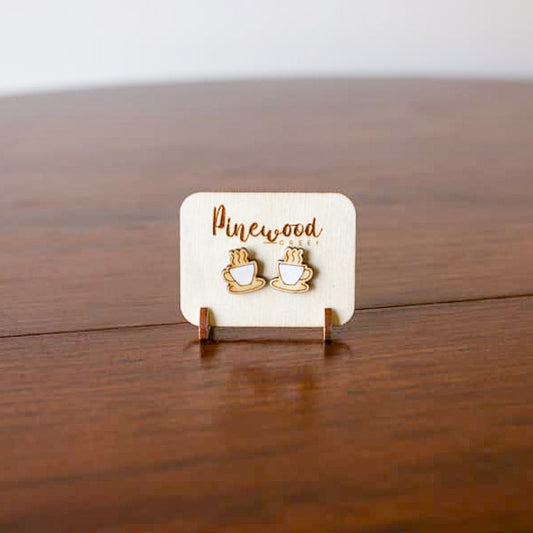 Cappucino Coffee Cup Stud Earrings