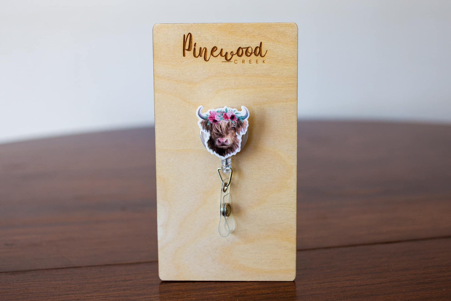 Highland Cow Floral Badge Reel