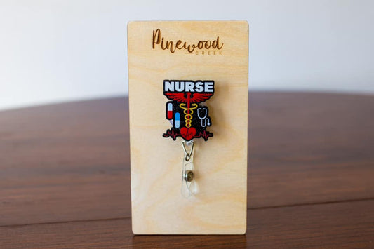 Nurse Black Glitter Collage Badge Reel