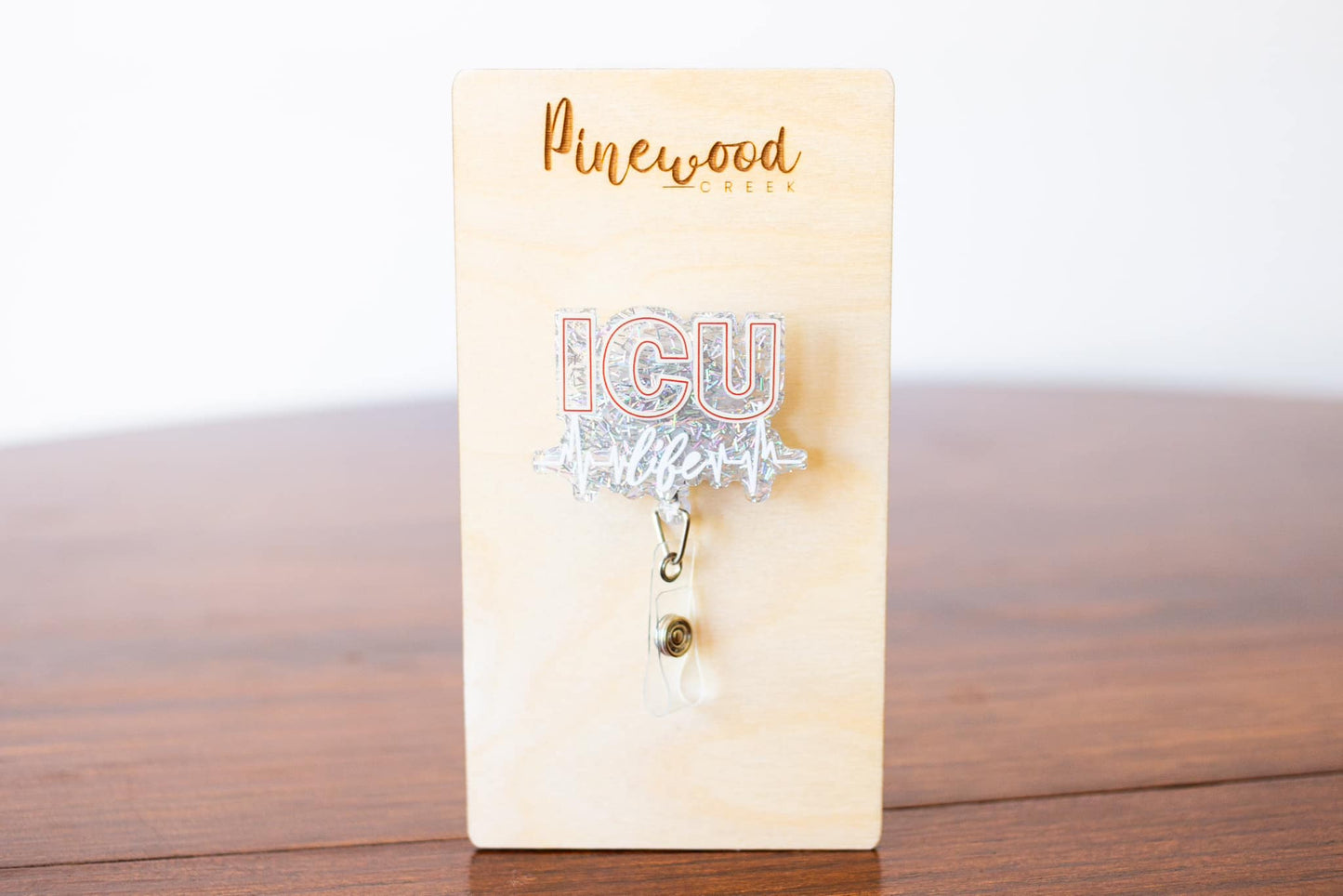 ICU Life Silver Glitter Badge Reel