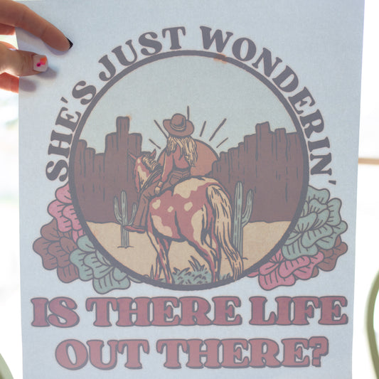 Reba She’s Just Wonderin’ Is There Life Out There T-Shirt Transfer