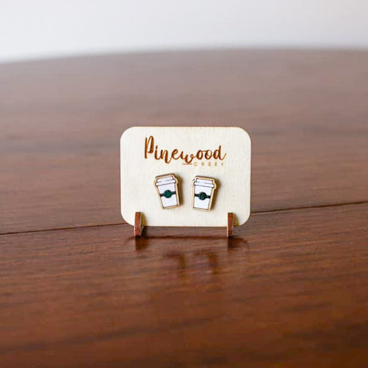 Coffee Cup Stud Earrings