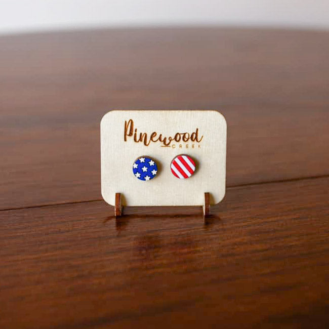 Stars & Stripes Round Stud Earrings