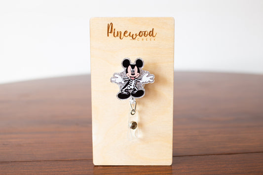 Mickey Mouse Skeleton Costume Halloween Badge Reel