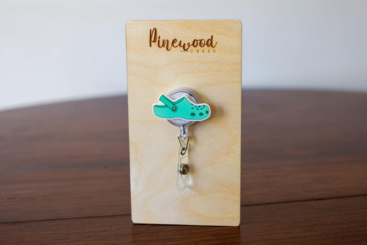 Croc Teal Badge Reel