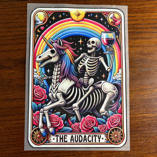 The Audacity Tarot Skeleton Unicorn T-Shirt Transfer