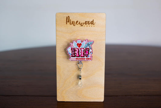 RN Pink & White Cap Badge Reel