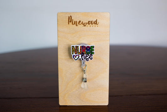 Nurse Life Multi Color Leopard w/Heart Badge Reel