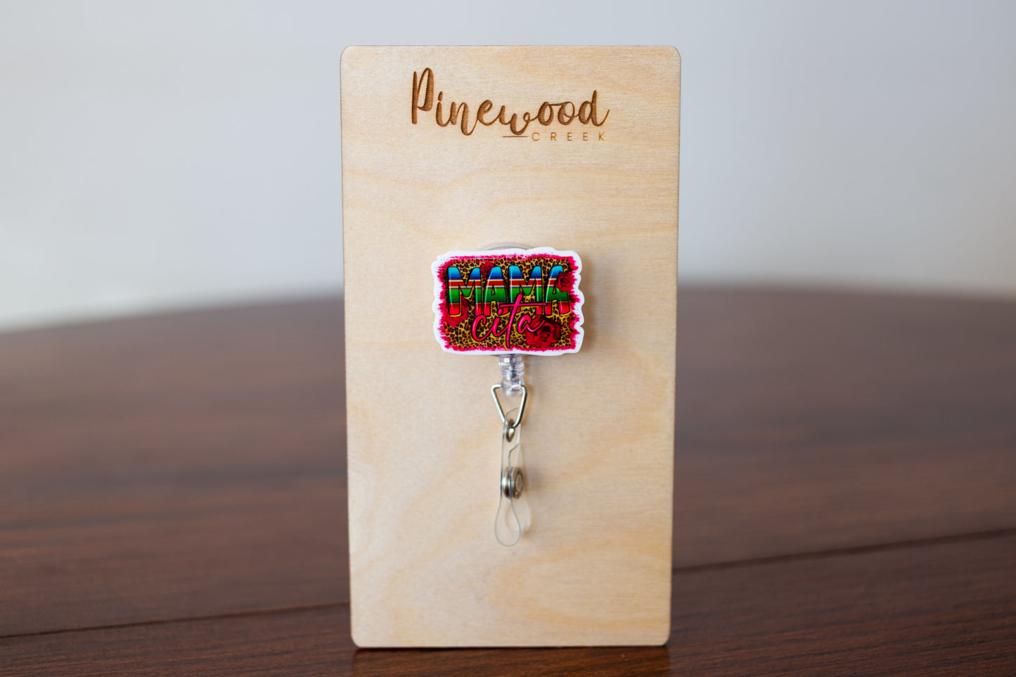 Mamacita Mexican Rose Leopard Badge Reel