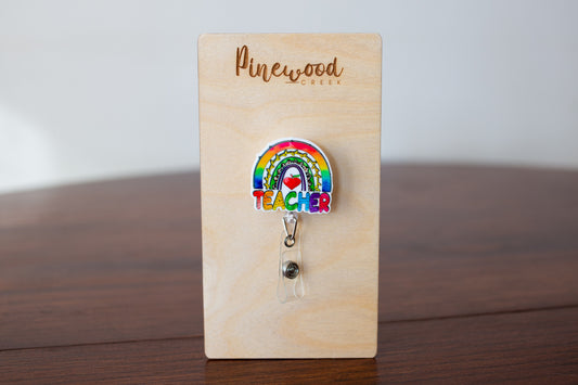 Teacher Rainbow Badge Reel