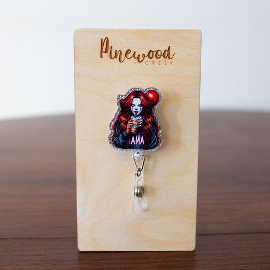 Female Mama Starbucks Clown Badge Reel