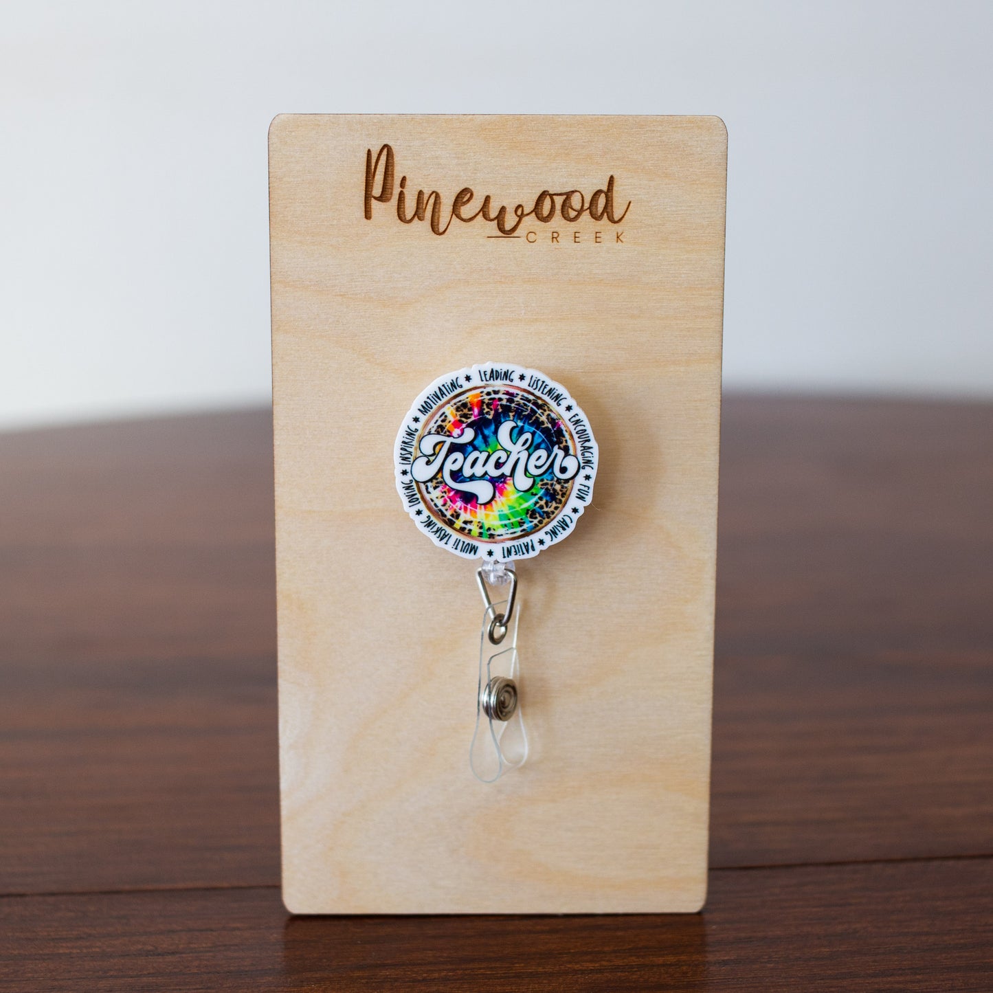 Teacher Neon Leopard Badge Reel