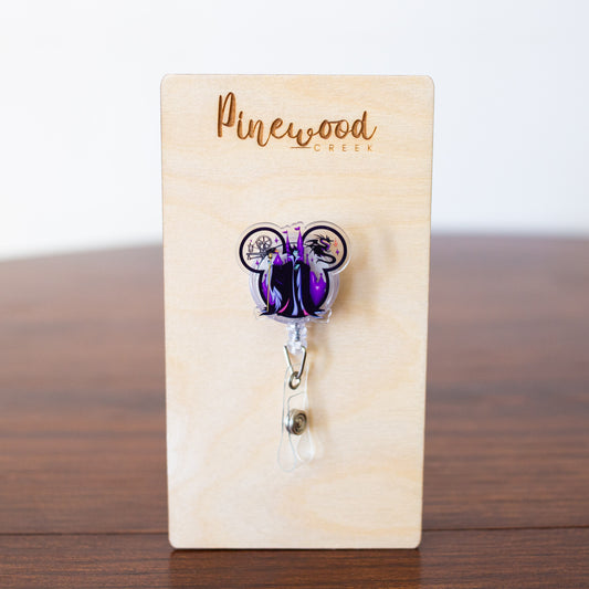 Maleficent Mickey Ears Badge Reel