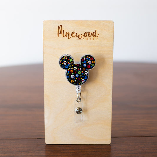 Mickey Head Dios De Los Muertos Badge Reel