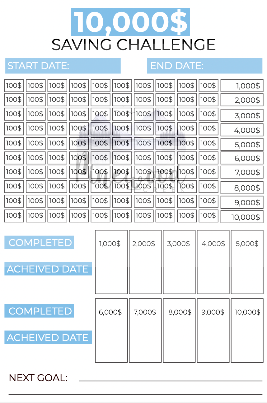 10K Savings Challenge Blue Journal