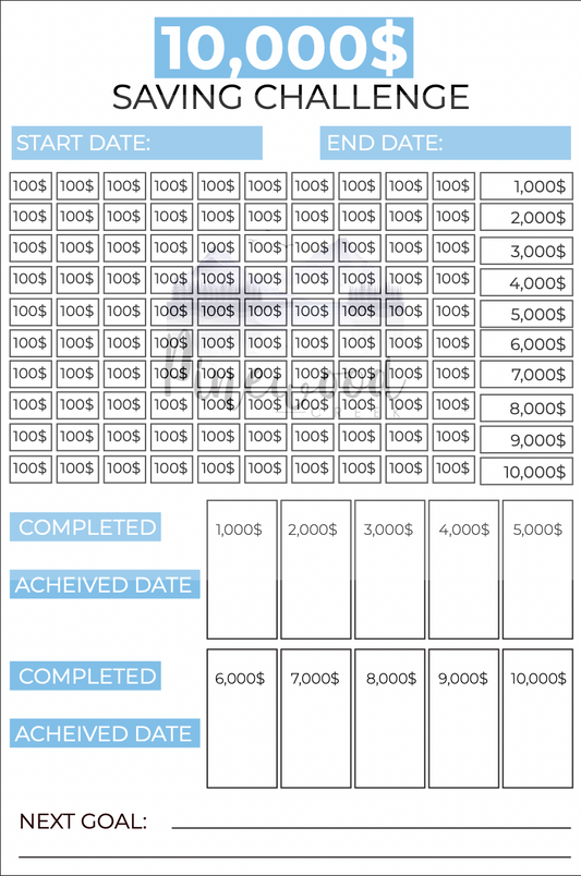 10K Savings Challenge Blue Journal