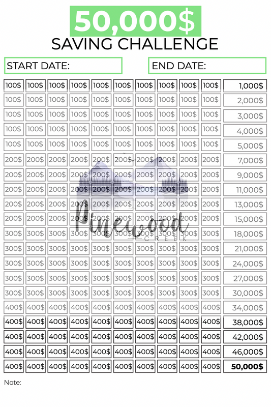 50K Savings Challenge Green Journal