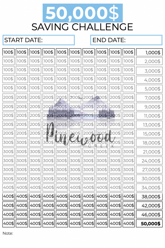 50K Savings Challenge Blue Journal